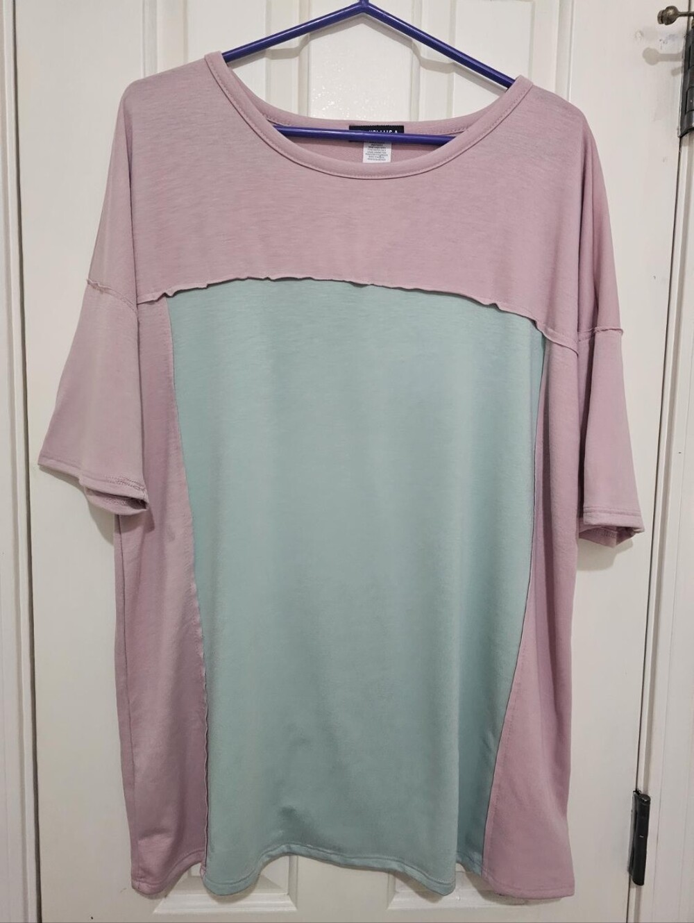 Two-Tone Pale Pink and Mint Green Shirt